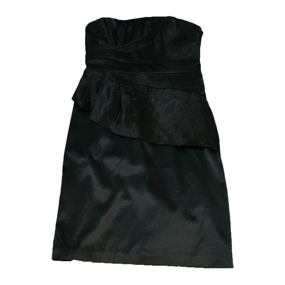 White House Black Market Women's Black Satin Strapless Sweetheart Sheath Dress 8